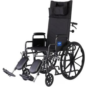 Medline Reclining Wheelchair, 18", with Elevating Leg Rests, Durable Vinyl, 300 lb. Weight Limit, Reclines 90 to 140 Degrees