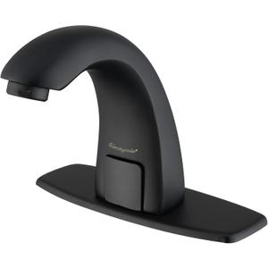 Charmingwater Touchless Bathroom Sink Faucet, Motion Automatic Sensor Faucet with Hole Cover Plate, Matte Black