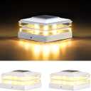 EXCMARK 2 Pack 4x4 Solar Post Cap Lights Outdoor Waterproof Fence Deck Post Lights with High-Brightness LEDs, Dual Light Modes Warm & Cool White. (Classic White,2)