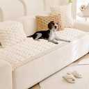 Tiwwie Couch Cover for Dogs Fuzzy Sofa Covers for Pet, Geometric Jacquard Coral Pet-Friendly Washable Non-Slip Sofas Slipcover Cushion Protector Pets Mat Dog Bed Mats (27.6" x 70.9", Beige)