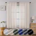 Lecloud Serena Semi Sheer Linen Curtains 63 Inch Length Set of 2, Airy & Privacy Farmhouse Curtain for Windows, Dining Room Bedroom Curtain Panels (Each 40 W x 63 L, 2 Panels Set, Linen)