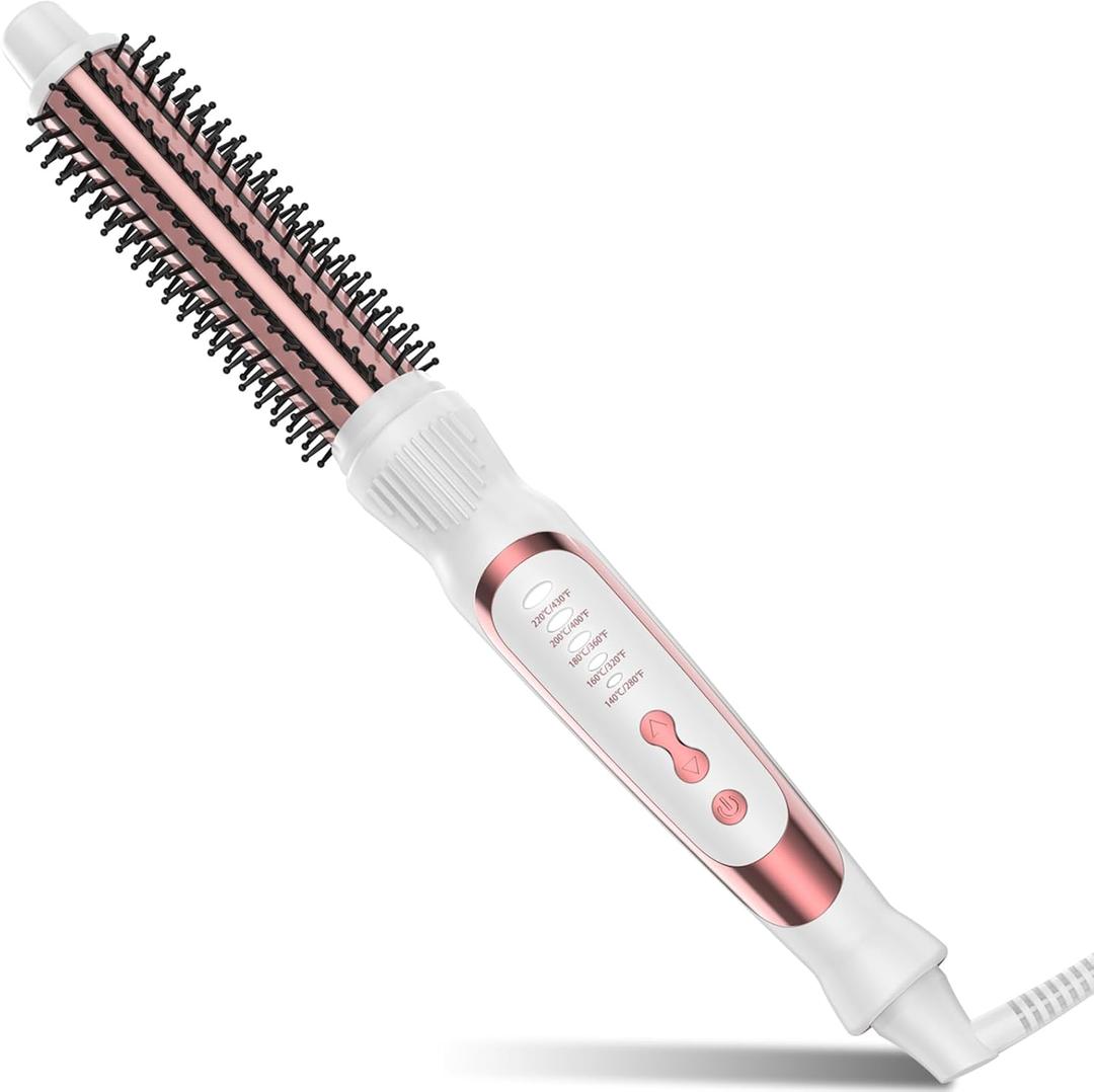 Heated Round Brush, Ceramic Tourmaline Ion Curling Iron, Hot for Fluffy Thermal Brush Curling Wand, Suitable for All Hair Types Tool (White, 1 inch)