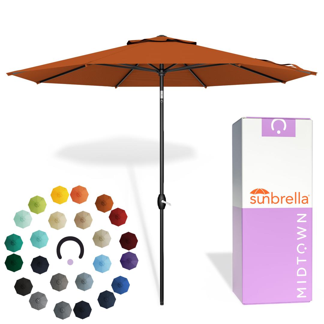 Midtown Umbrellas Lean - 9 Ft Patio Umbrella, Terracotta Canopy