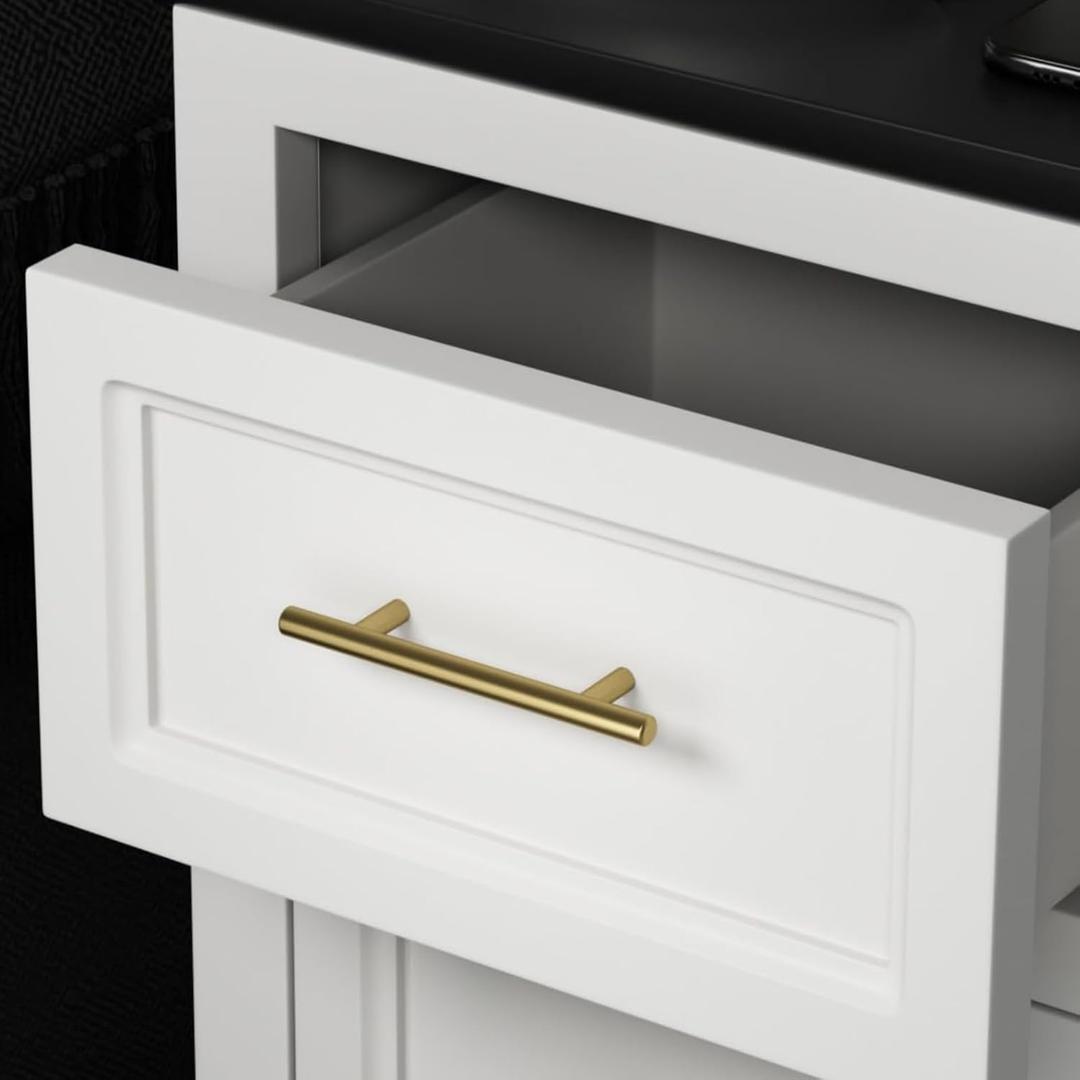 Haidms 20 Pack | 3 Inch Cabinet Handles Gold Stainless Steel Kitchen Drawer Pulls Cabinet Pulls 5 Inch Length, 3 Inch Hole Center