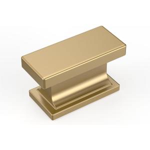 Amerdeco 10 Pack Champagne Bronze Cabinet Knobs 1.46 Inch(37mm) Solid Gold Kitchen Cabinet knobs Rectangle Brushed Brass Drawer Knob for Bathroom Cabinets ZH00013