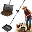 12Inch Chicken Poop Scooper 2-in-1 Coop Scoop with Adjustable Stainless Steel Handle (24-64'') Chicken Coop Rake Sand Sifting Chicken Coop Shovel for Farm Livestock Cleaning Tool