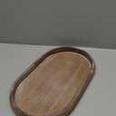 MAONAME Wood Serving Tray, Farmhouse Wooden Tray for Coffee Table, Oval Beaded Trays, Washed White Decorative Trays for Living Room, Kitchen, 15" X 9" X 1.2"
