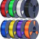SUNLU PLA Filament 1.75 Bundle, Individually Vacuum Packed, 2kg in Total, 0.25kg per Spool, 8 Pack, Black+Clear+Clear(Red+Green+Blue+Yellow+Purple+Orange)