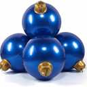 Jetec 4 in 1 17.7 Inch Giant Inflatable Christmas Ball PVC Christmas Ornaments Ball Connected and Fixed Outdoor Indoor Decorations Xmas Blow up for Yard Lawn Holiday (Blue)