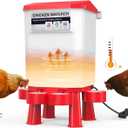 Chicken Water Heater 11L Plastic, Heated Chickens Waterer 3 Gallon, Hanging Poultry Hot Water Bowl with Detachable Legs for Winter and Summer Outdoor Coop for Turkey Goose Duck Pigeon (Red)