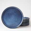 famiware Star Dinner Plates for 6, 10 inches Plate Set, Scratch Resistant, Stoneware Dinnerware, Kitchen Modern Rustic Serving Dishes, Nebulas Blue (Full Glaze)