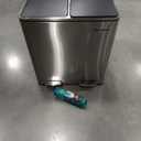 SONGMICS Trash Can, 2 x 8 Gallon (2 x 30 L) Garbage Can for Kitchen, with 15 Trash Bags, 2 Compartments, Plastic Inner Buckets and Hinged Lids, Airtight, Silver and Black ULTB60NL