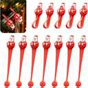 12 Pack Christmas Garland Hangers & Hooks - Reusable Silicone Adhesive Straps for Mantle, Fireplace, Stairways Decoration | Stretchable Wreath Ties & Stocking Holder (Red)