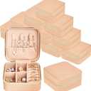 Taiyin 12 Pcs Travel Jewelry Case Box Bridesmaid Gifts Bulk Travel Jewelry Cases Boxes Small Jewels Organizers Mini Accessories Ornaments Storage for Women Girls Wedding Gifts (Beige)