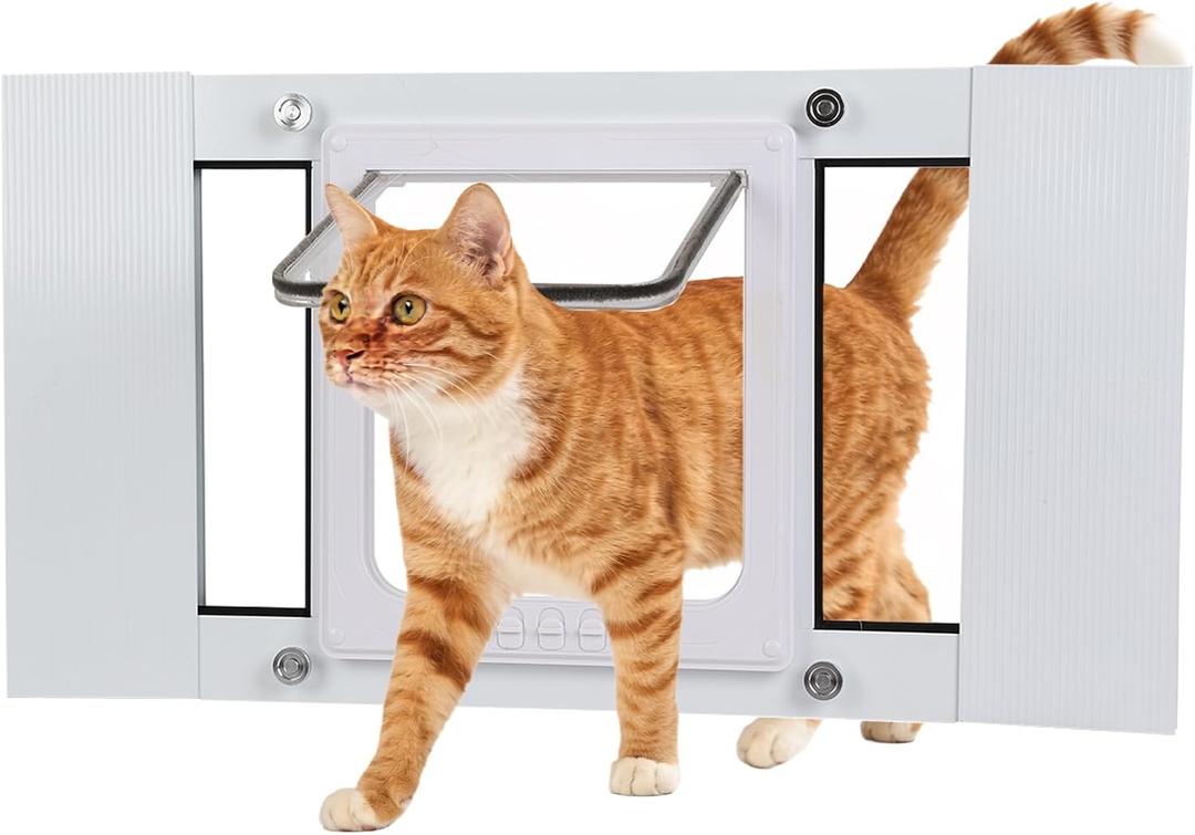 Cat Door for Window Adjustable Width Fits 31"-36", 32"-36" Width Window