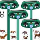 4 Pack Upgraded Sonic Fortress Pro Deer Repellent Cat Deterrent Outdoor Solar Ultrasonic Animal Repeller with Motion Sensor for Skunk Rabbit Raccoon Squirrel Fortress Pro for Yard Garden