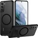 TIANNIUKE Magnetic Case for Samsung Galaxy S21 Plus,Compatible with MagSafe,Adjustable Kickstand,Translucent Matte Anti-Fingerprint,Shockproof Protective Phone Case (Kickstand Black)