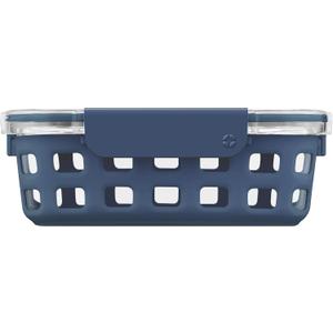 Ello Duraglass Meal Prep Container, 5 cup- Glass Food Storage Container with Silicone Sleeve and Airtight BPA-Free Plastic Lid, Dishwasher, Microwave, and Freezer Safe, Midnight