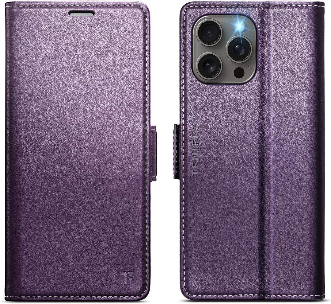 for iPhone 13 Pro Case Wallet with RFID Blocking Card Holder, PU Leather Kickstand Protective Flip Phone Cover Fit for iPhone 13 Pro 6.1", Purple