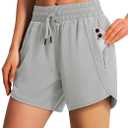 Ksmien Women's 5"/ 7" Athletic Running Shorts Quick Dry Lightweight Workout Gym Shorts with Zipper Pockets UPF 50+, Size XL