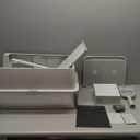 XXXL Stainless Steel Litter Box with Lid, Extra Large 28" L x 20" W x 17" H Enclosed Metal Cat Litter Box with Litter Scoop & Foot Pedal, Odor Control for Big Cats, Multiple Cats (Light Grey)