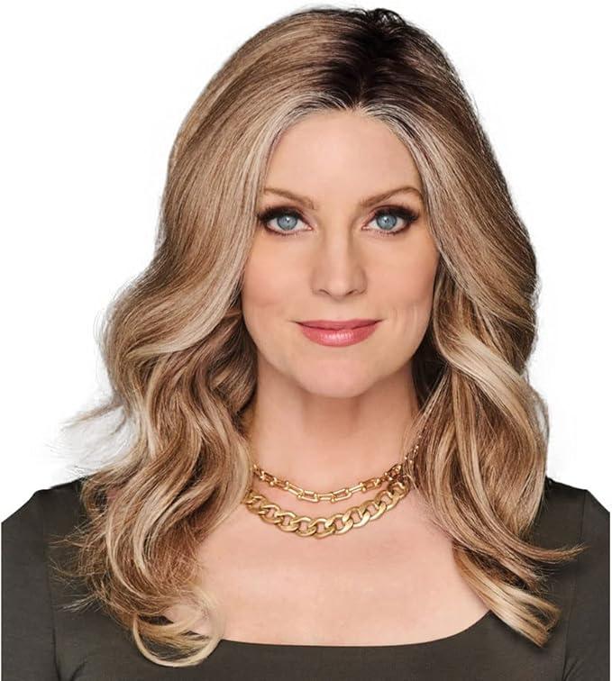 Hair u wear (RL10/22SS Iced Cappuccino) - Raquel Welch 36cm Wavy Top Billing Top-of-The-Head Topper Wig, RL10/22SS Iced Cappuccino