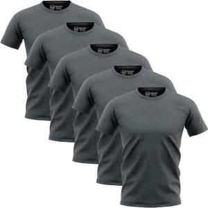 5 Pack Shirts for Men, Crew Neck T-Shirt Mens, US Cotton, Short Sleeve, Medium Gray