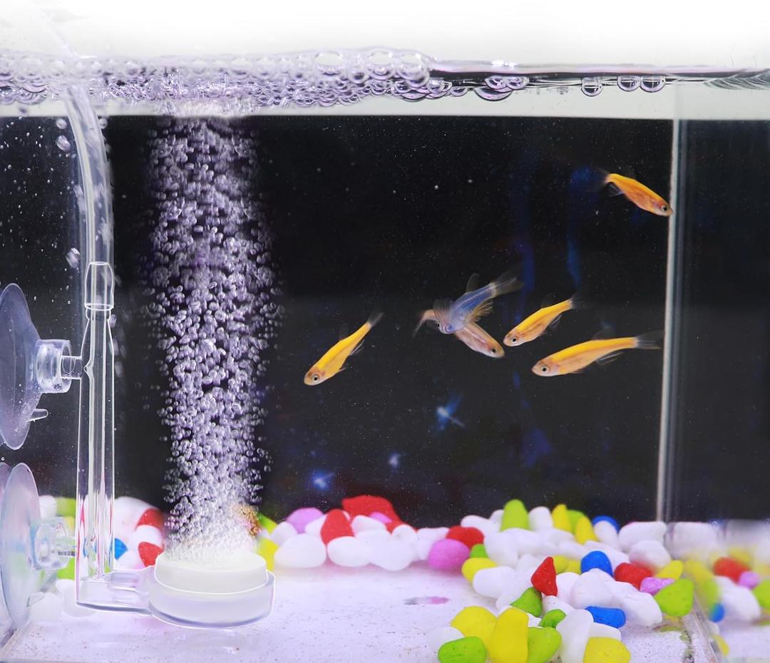2 x Aquarium Air Stone,1.4 Inch Fish Tank Nano Bubble Stone Kit with Check Valve and Control Valve Quiet Extremely High Dissolved Oxygen Diffuser Makes Extremely Tiny Bubbles for Betta Fish,Shrimp