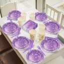 200PCS Purple Birthday Party Plates and Napkins Purple And Silver Birthday Party Decorations Purplish silver Theme Tableware Set Serves 50 Guests Girls Ladies Women Wedding Favors