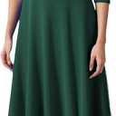 FENJAR Women's Fit and Flare Cocktail Dress Elegant 3/4 Sleeve Wedding Guest Work Formal A Line Midi Dresses(Green-XL)