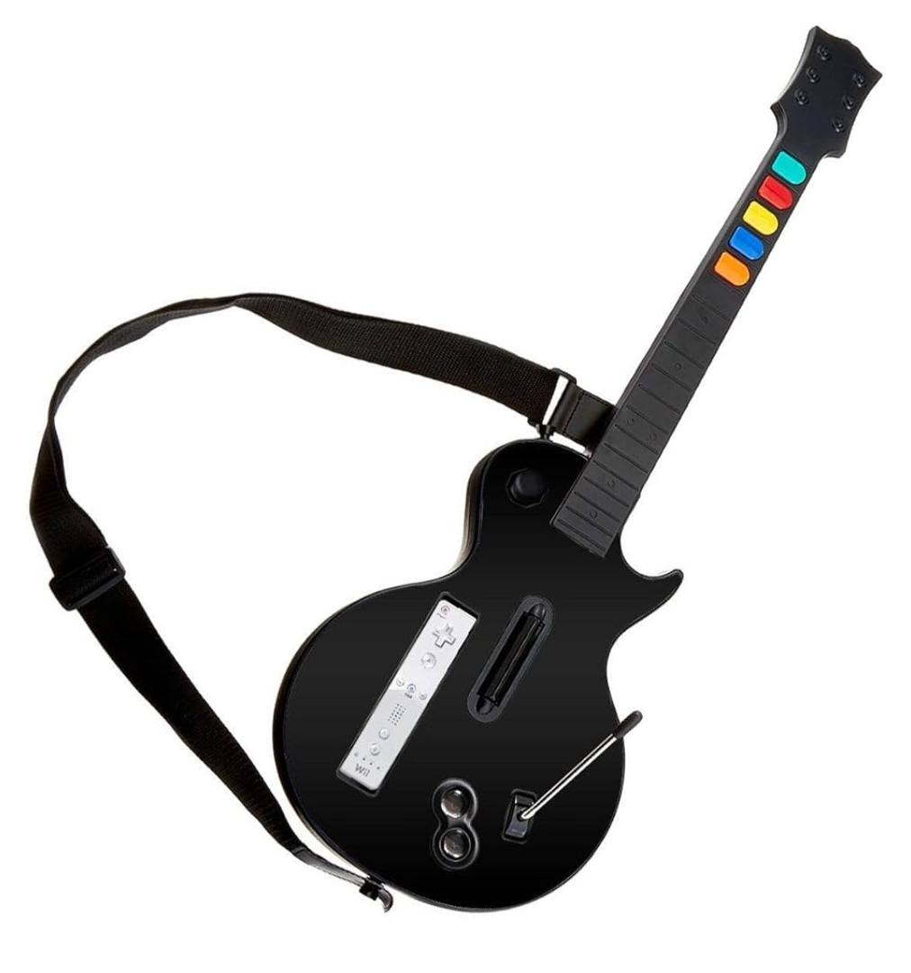 DOYO Wireless Wii Guitar Hero Controller Compatible with Guitar Hero and Rock Band 2 & 3 Games with Strap (Excludes Rock Band 1), Black