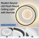 Modern Black LED Ceiling Light with Remote, 18.1" Flush Mount Ceiling Light, Dimmable 3000K-6000K with Night Light Mode, Ceiling Lamp for Living Room, Bedroom, Kitchen, Hallway & Entryway