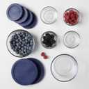 Anchor Hocking 12 Piece Glass Storage Containers with Lids (6 Glass Food Storage Containers & 6 Navy Blue SnugFit Lids)