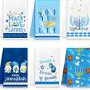 6 Pieces Hanukkah Kitchen Towels Hanukkah Decorations for Home Blue Menorah Gnomes Stars Happy Hanukkah Gift Candlestick Dish Towels Jewish Festival Tea Towel Hand Drying Towel for Cooking Baking