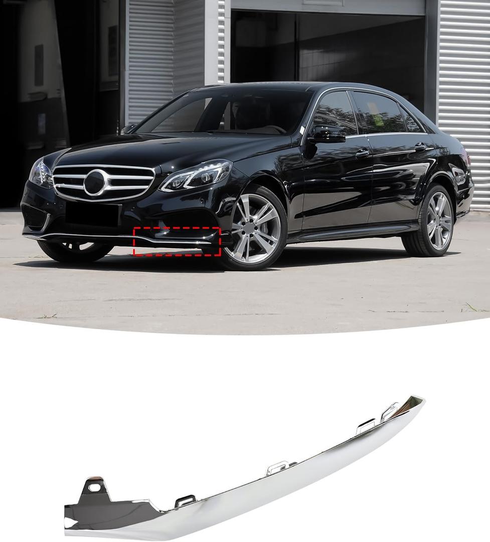 Front Bumper Chrome Trim Molding Compatible with Mercedes Benz E-Class Sedan 2014-2016 W212 E250 E350 E400 E500 E550 (Driver's Side/Left Side: A2128852774)