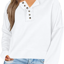 Sinzelimin Women Fall Tops Fashion Solid Color Slim Fit Button up Hooded Sweatshirt Long Sleeves Hoodies Pullover Blouse Tops XL