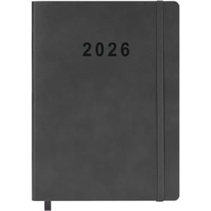 2026 Planner - Weekly and Monthly Planner, Jan 2026 - Dec 2026, Vegan Leather Cover, Elastic Closure, 7x9.25, Grey