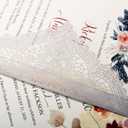 5.12x7.28 Inch 50PCS Blank White Wedding Invitations Kit Laser Cut Hollow Lace Pocket and Bowknot Quinceanera Invitation Cards with Envelopes for Wedding Birthday Invite