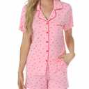 Pjmlifecoco Valentines Day Pajamas Women Womens Cute Pajamas Button Down Modal Pyjamas Shorts Set Short Sleeve Two Piece Sleepwear Pjs Lounge Sets