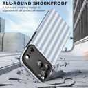 for iPhone 17 Pro Wallet Case with Card Holder, Military-Grade Drop Protection, Flip PU Leather Built, Double Magnetic Clasp Durable Shockproof for iP17 Pro 6.3Inch Cover-Stripes Blue White