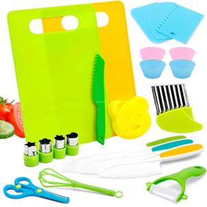 Toddler Knife Set - 23 Pcs Kids Knife Set for Chopping, Mini Chef Knife Set for 2 3 4 5 6 7 8 9 10 Year Old Girl Boy Gift