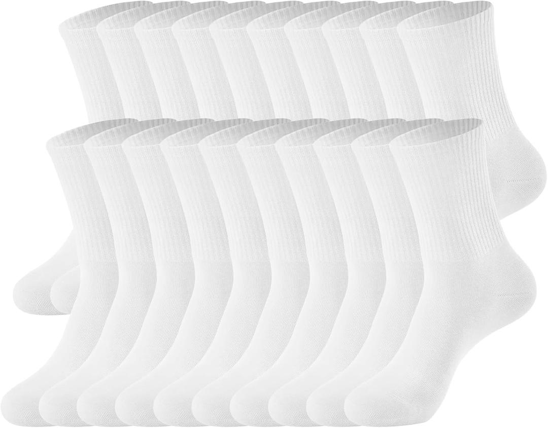 J-BOX Women Cotton Crew Socks - Breathable Thin Dress Socks for Business & Casual, Soft Comfort Above Ankle Wear (6-9, M-white(5 Pairs))