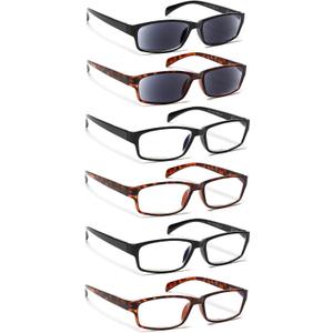 JOSCHOO Computer Reading Glasses for Women and Men 6 Pack Blue Light Blocking Spring Hinge Readers (Mix Color-6, 2.25, x)