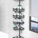 KEGII Corner Shower Caddy Tension Pole, 6-Tier Bathroom Organizer, Black