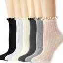 Mcool Mary Womens Crew Socks Ruffle Casual Cotton Frilly Breathable Cute Knit Lettuce Trim Dress Ankle Socks 6 Pack (9-11)