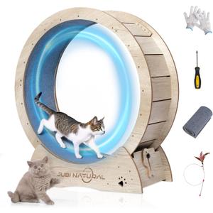 Cat Exercise Wheel, 33.9" Cat Running Wheel for indoor Cats with Quiet Carpeted Runway, Cats Treadmill Wheels with Locking Mechanism, Cat's Weight Loss and Health