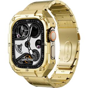 CAGOS for Apple Watch 46mm Band with Integrated Protective Case, Compatible with Apple Watch Series 10 46mm, 316 Stainless Steel, TPU Case Built-in, Double Protection, Business Use, Durable
