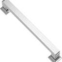 Alzassbg 10 Pack Polished Chrome Cabinet Pulls, 5 Inch(128mm) Hole Centers Cabinet Handles Square Kitchen Hardware for Cabinets AL3046CP