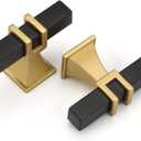 Haliwu 10 Pack Cabinet Knobs, Black&Gold Kitchen Dresser Drawer Handles, T-bar Hardware