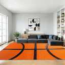 Cool Basketball Washable Area Rugs 5x7,Sports Ball Themed Area Rug for Living Room Bedroom,Indoor Non-Slip Large Throw Carpet for Kitchen Entryway Bathroom Office